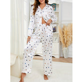 100% Mulberry Silk Printed Love Heart Ladies Silk Pajamas Set